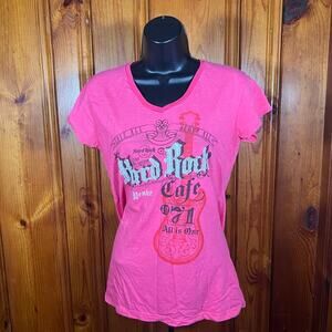 Hard Rock Cafe Red Retro Graphic Baby Tee Venice Italy Y2K Short Sleeve